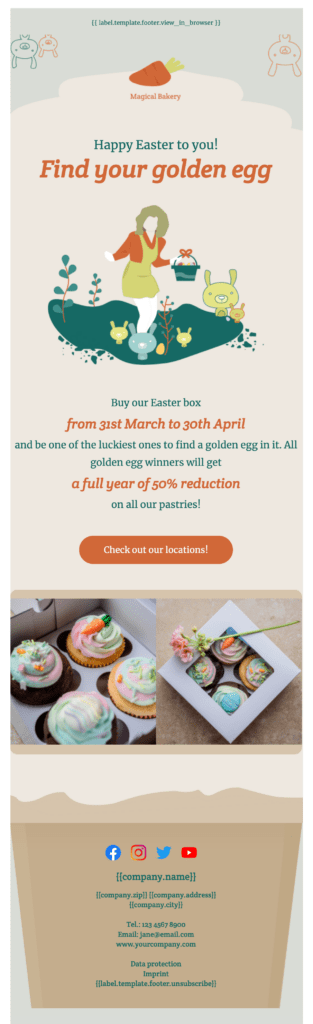 Free easter email template by Brevo.