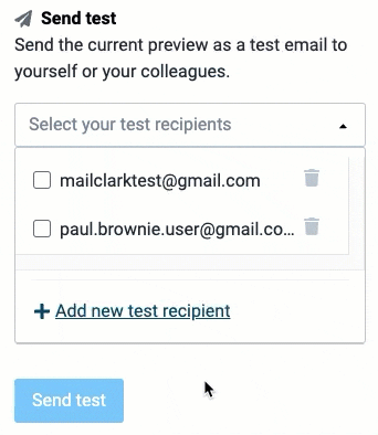 Sending a test of a dynamic email campaign. 