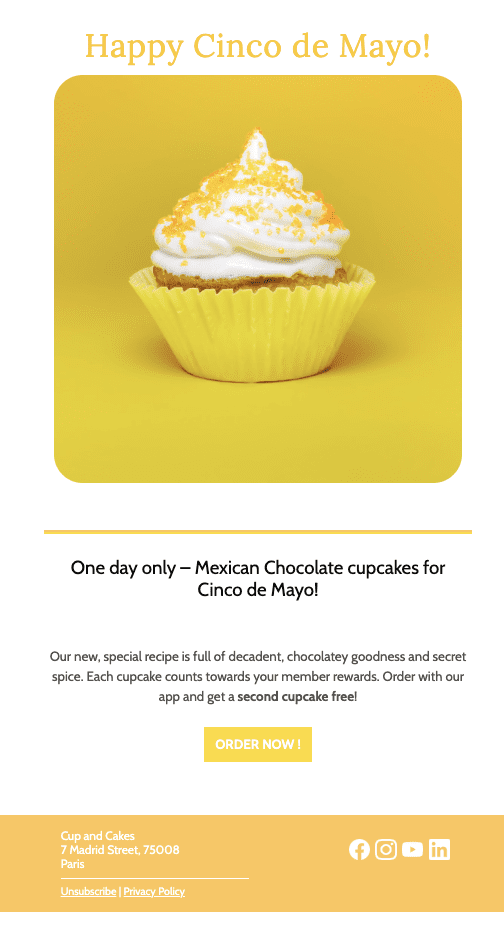 Cinco de Mayo email made with Brevo (ex Sendinblue). 