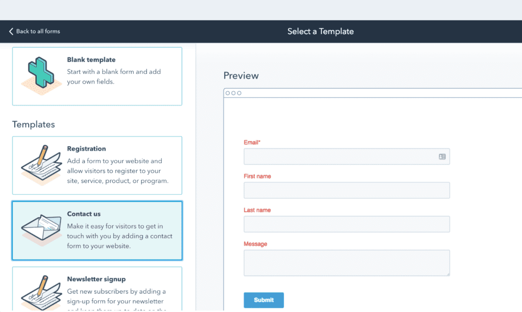 Email list building tool, HubSpot. 