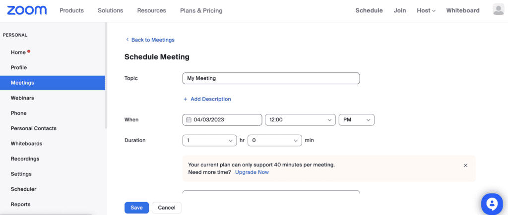 Zoom meeting details on the Zoom website. 