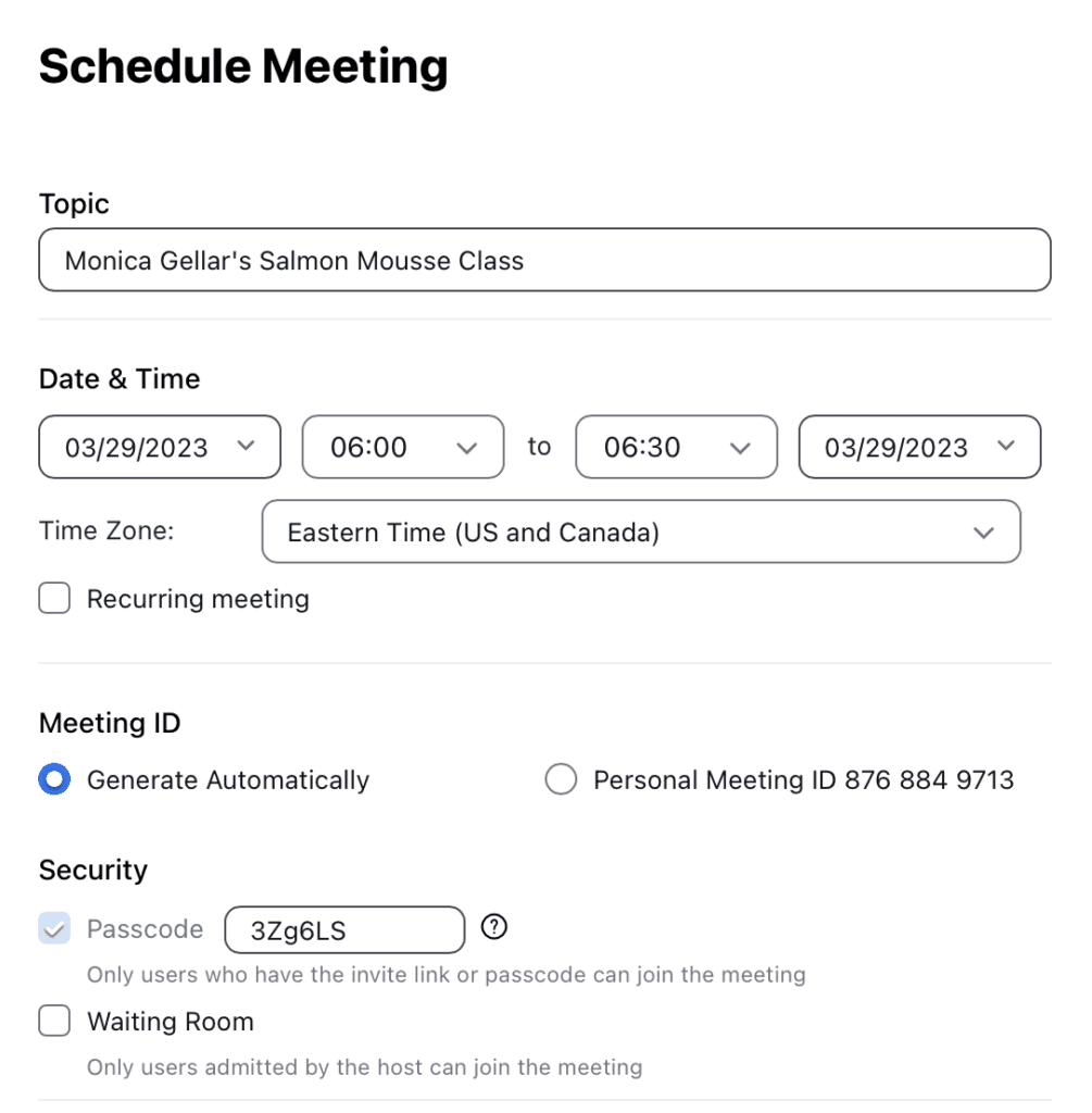 Zoom meeting details