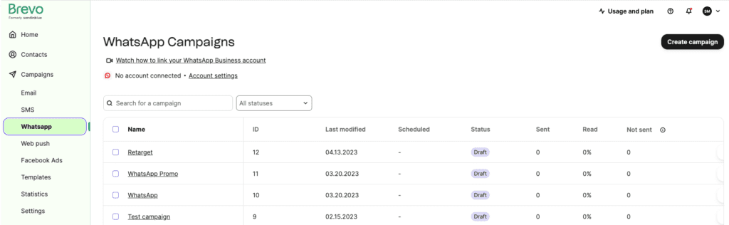 Brevo WhatsApp campaigns