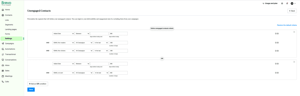 email deliverability example - Brevo dashboard