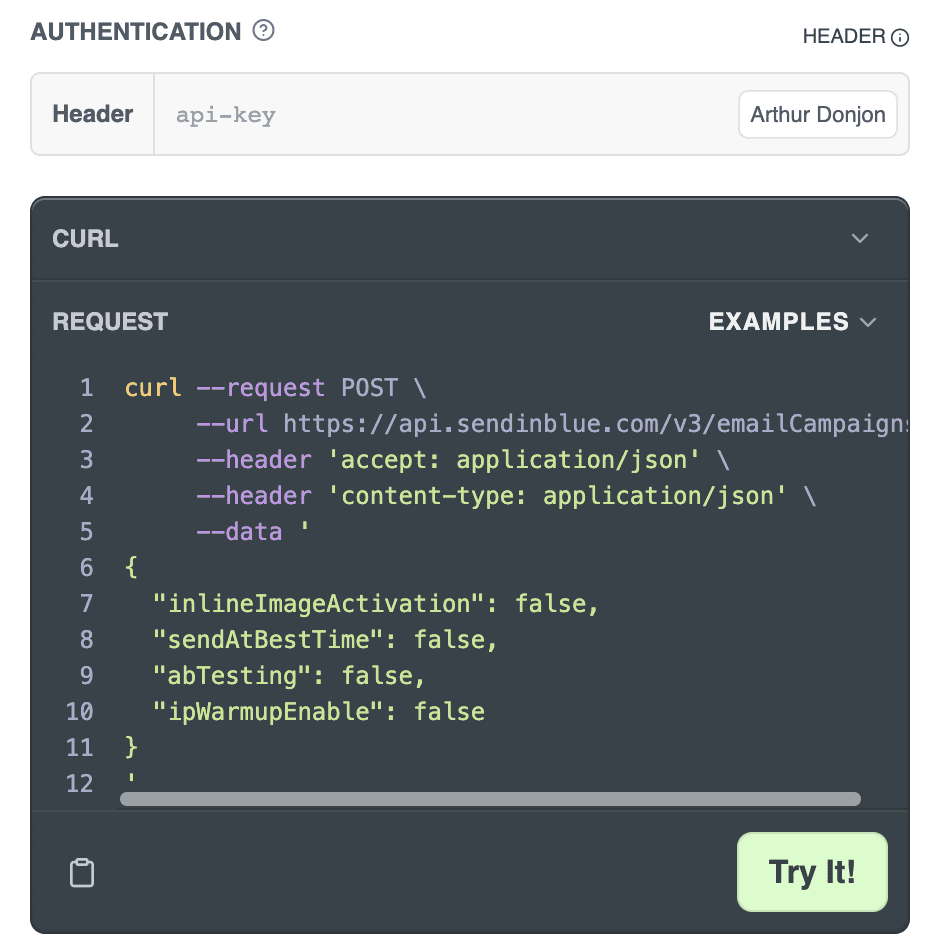 Brevo API progamming field