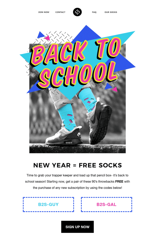 A school-related fall newsletter example with a child's legs and feet wearing colorful socks. 