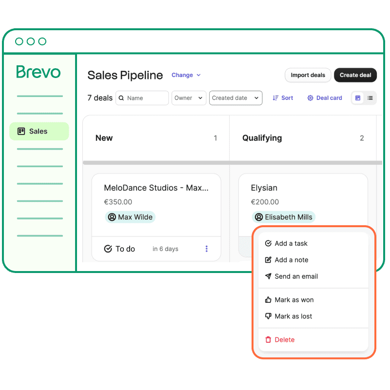 sales forecasting by deal stages in Brevo