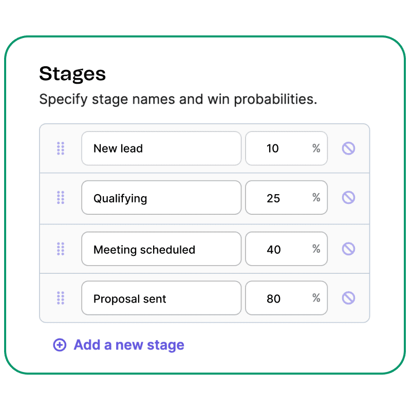 setting up win probability for sales forecasting in Brevo