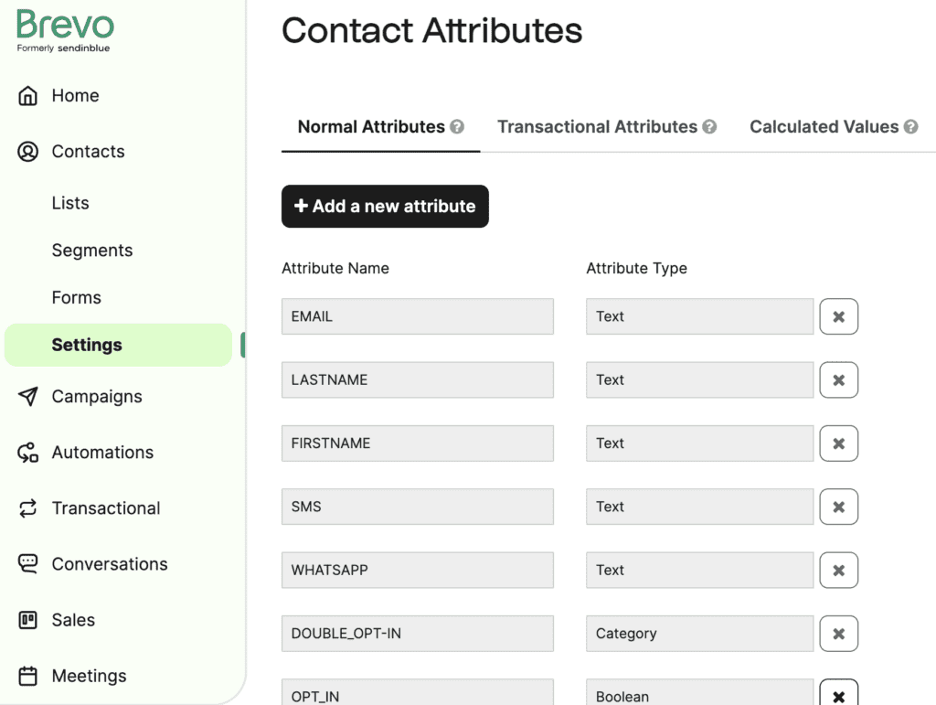 Contact attributes to use in a lead scoring model automation workflow. 