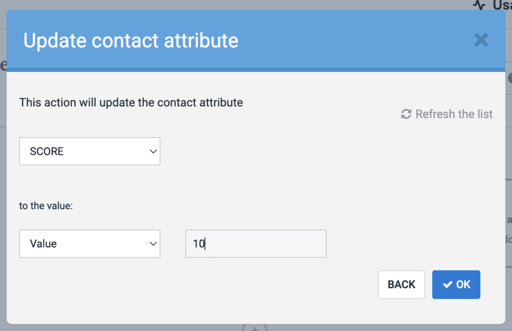 A lead scoring example showing a new lead getting points for opening an email. 