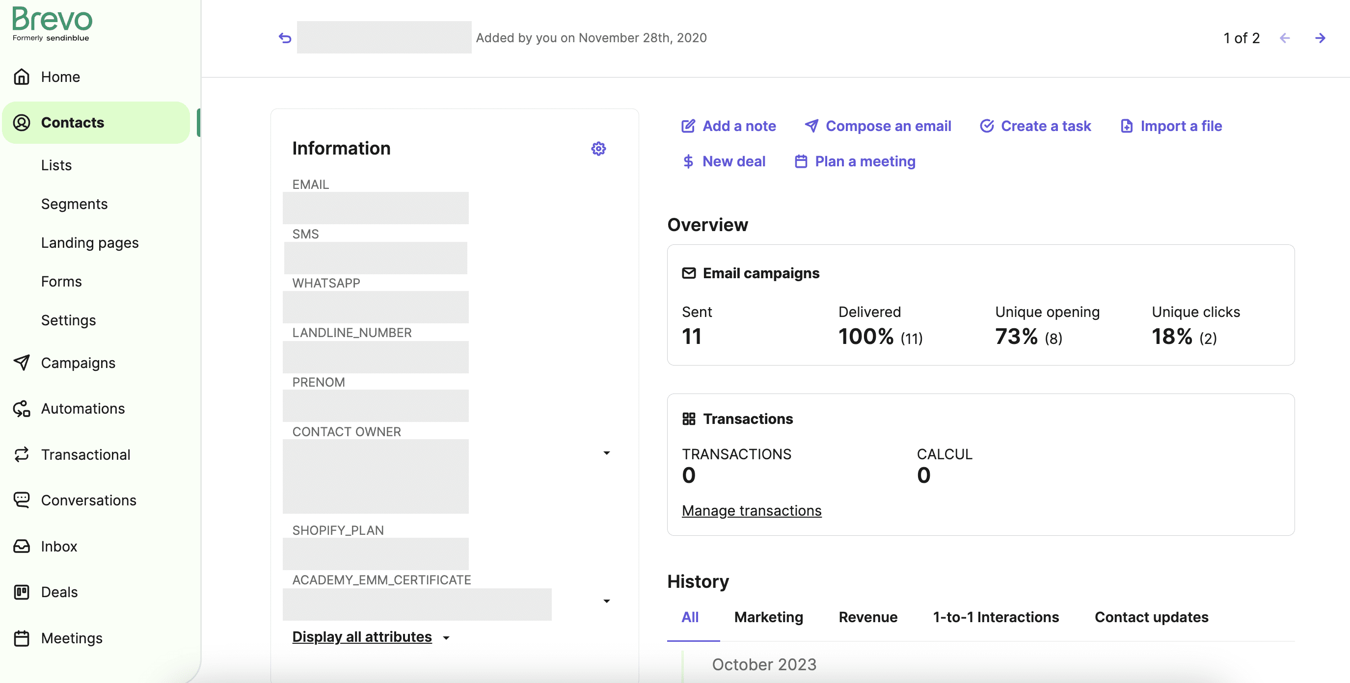 An image of a contact profile showing What is CRM used for. 