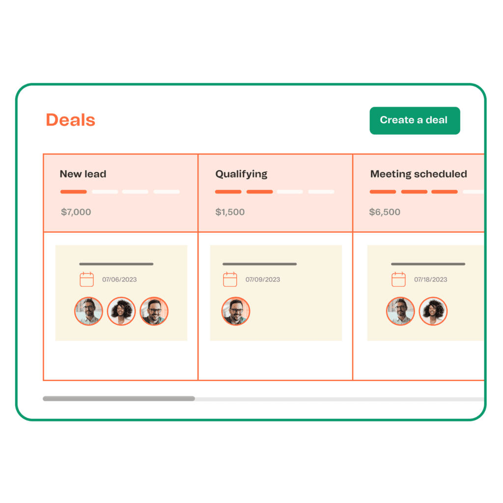 A sales pipeline in Brevo's customer relationship management (CRM) platform. 