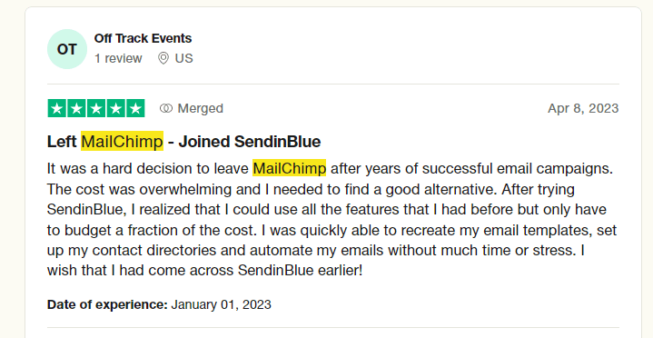 User review of why they switched from Mailchimp to Brevo.