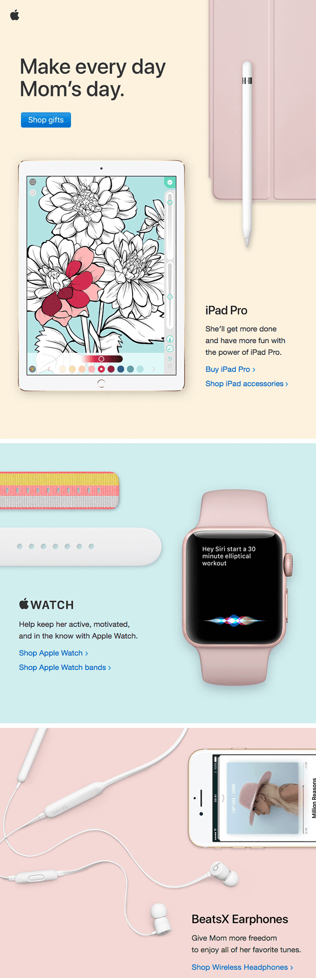 Mother's day email example by Apple.