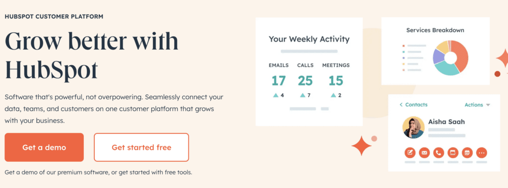 Mailchimp alternative, HubSpot. This shows weekly activity in the CRM. 