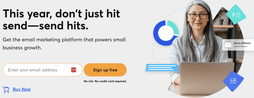 The homepage for a competitor to Mailchimp, Constant Contact. 