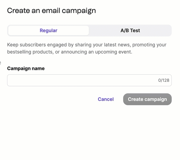 Animated Gif of A/B testing for subject lines and email content in Brevo