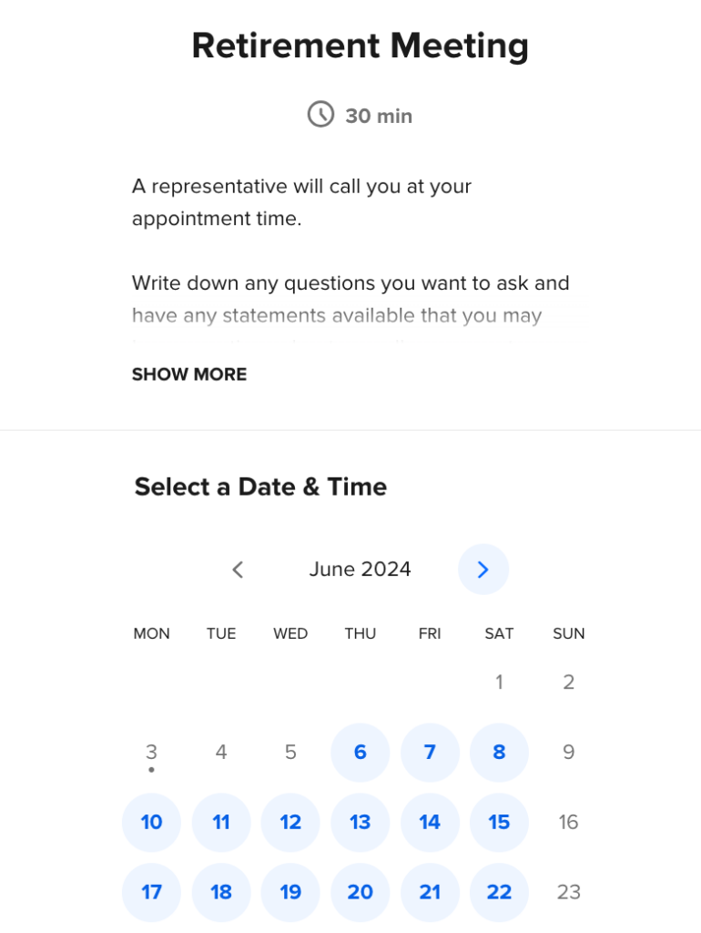 Online appointment schedulign system for Revnx Financial