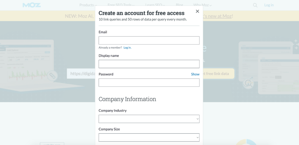 SaaS email marketinge xample: free account by Moz